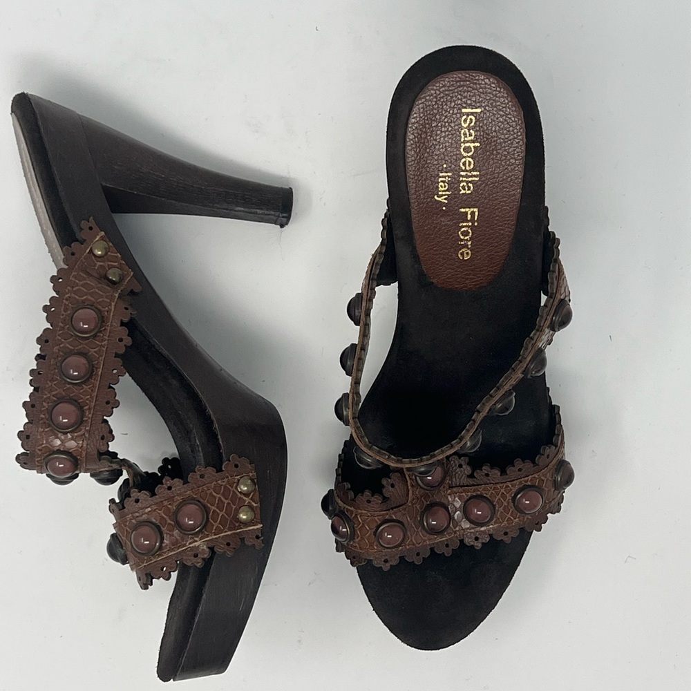 Isabella Fiore Dark Brown Heeled Mules